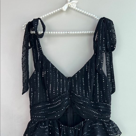 Chic Black Ruffled Mini Dress - Picture 2 of 3